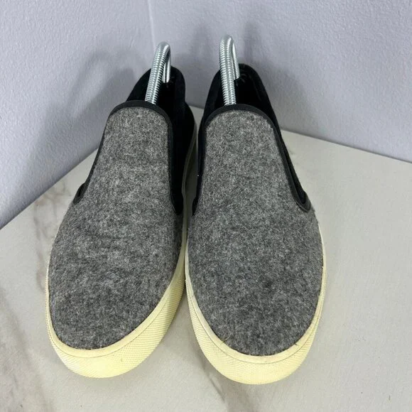 Vince Shoes Womens 10 M Slip On Grey Wool Black Suede Leather Interior Urban Men - Picture 2 of 5